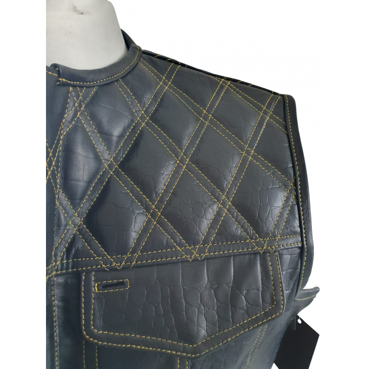 Gilet in pelle stampato coccodrillo