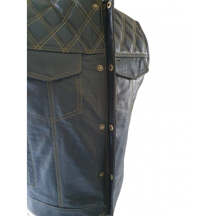 Gilet in pelle stampato coccodrillo