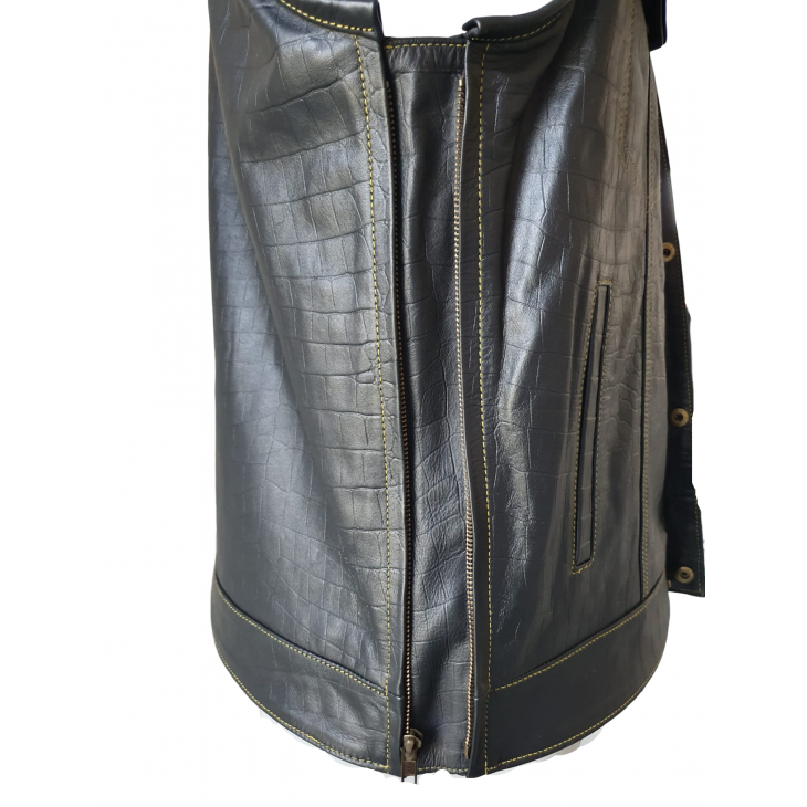 Gilet in pelle stampato coccodrillo