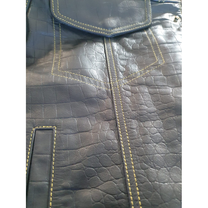 Gilet in pelle stampato coccodrillo