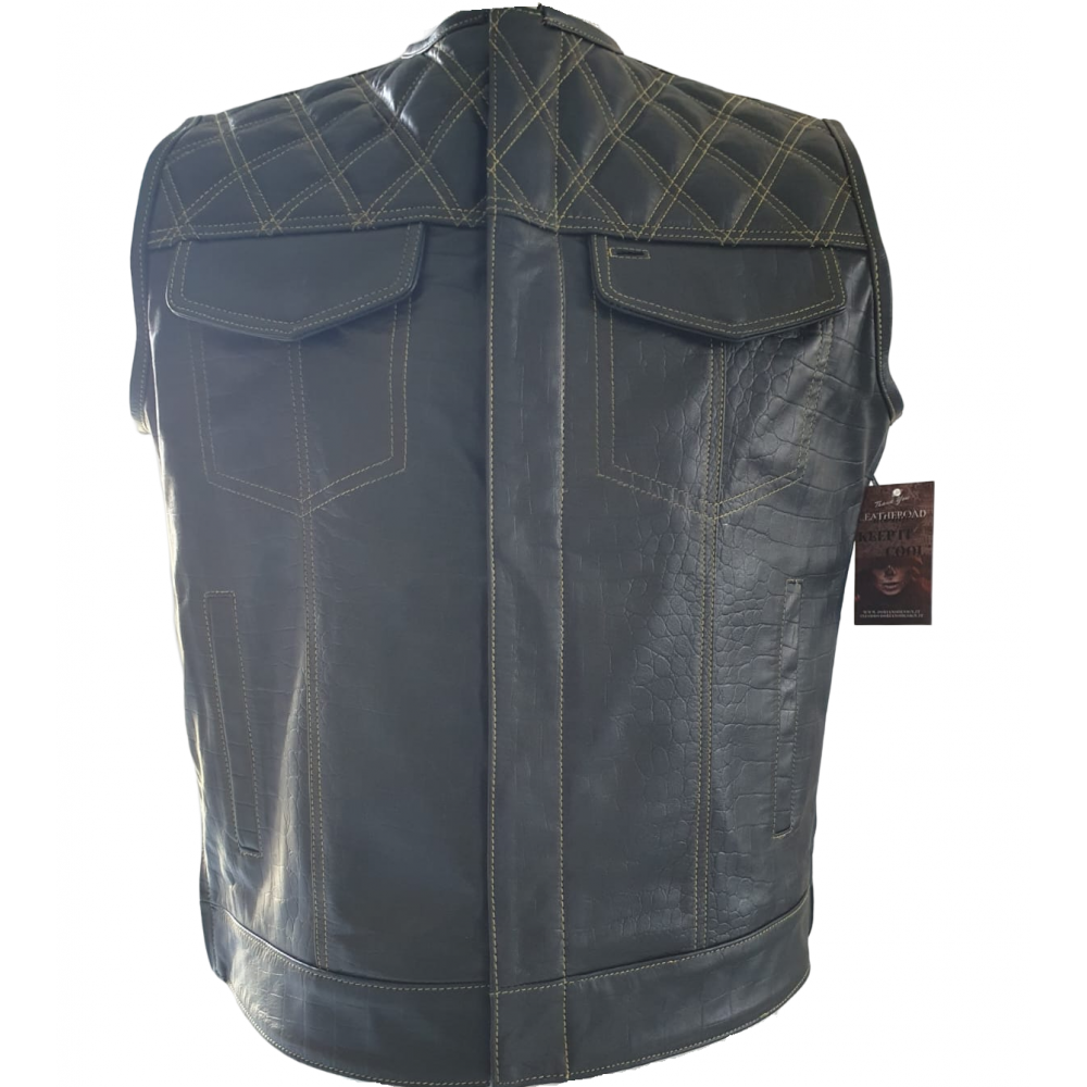 Gilet in pelle stampato coccodrillo