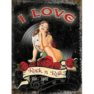 I Love Rock n Roll Records Music Retro Girl 60's sexy pinup
